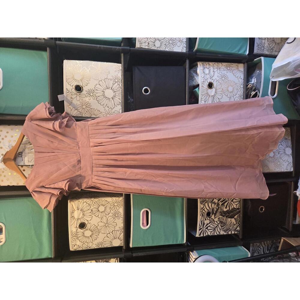 Pink Ruffled Sleeve - girls Long Dress Size 10